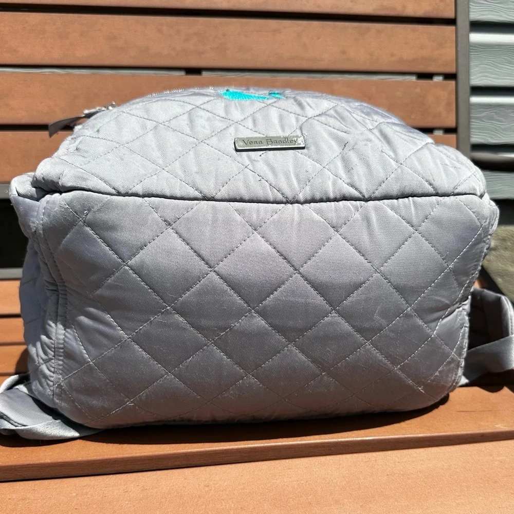 Vera Bradley Tranquil Gray Campus Backpack in Performance Twill